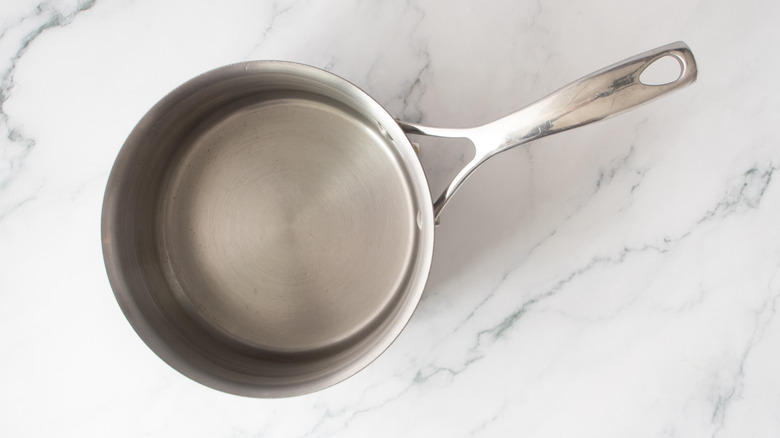 saucepan filled with water