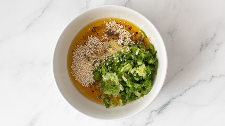 drizzle ingredients in a bowl