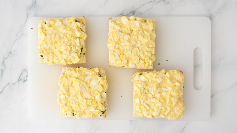 Bread slices topped with egg salad