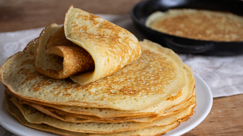 a plate of crepes