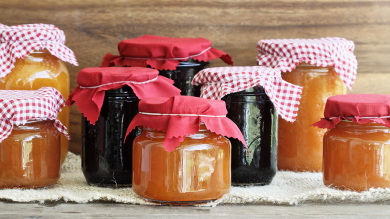 variety of jams and jellies in jars