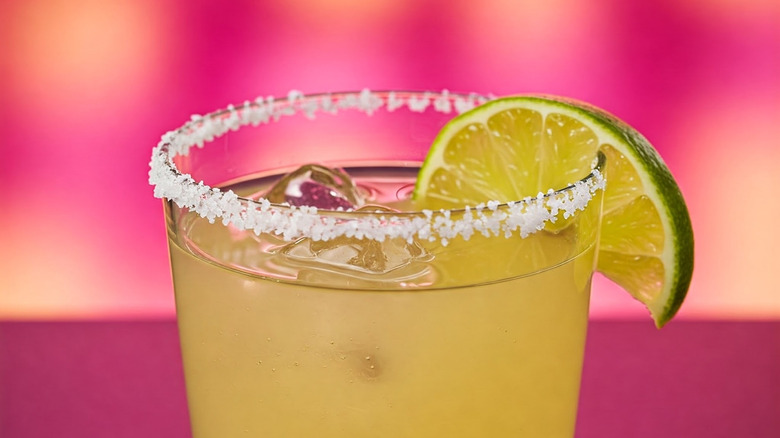 Margarita cocktail with salt and lime