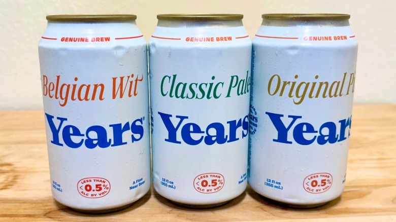 All three variations of Years near-beer in a line