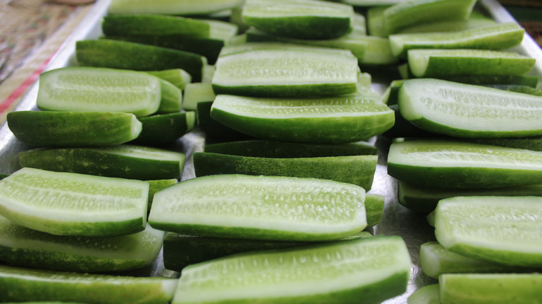 cucumbers sliced lengthwise