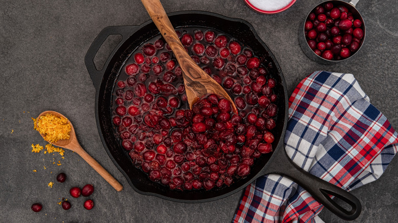 cranberry sauce on skillet