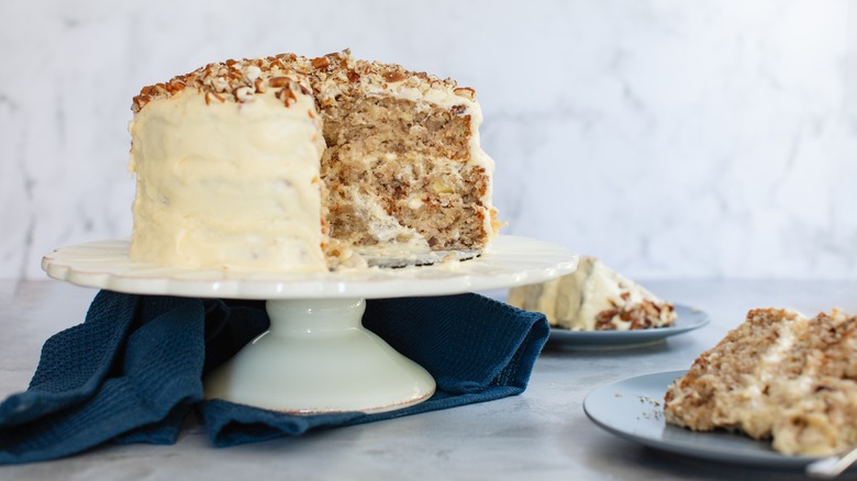 a layered hummingbird cake