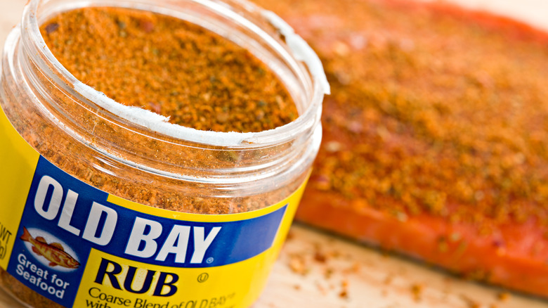 an open jar of old bay seasoning