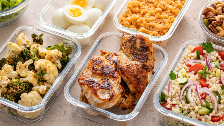 Meal prepping on a table