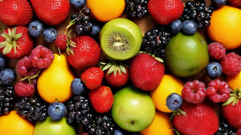 close up of a variety of fruits