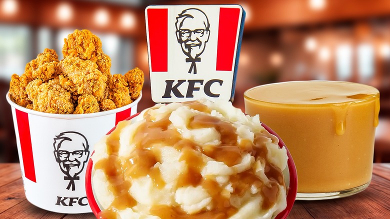 a collection of KFC dishes