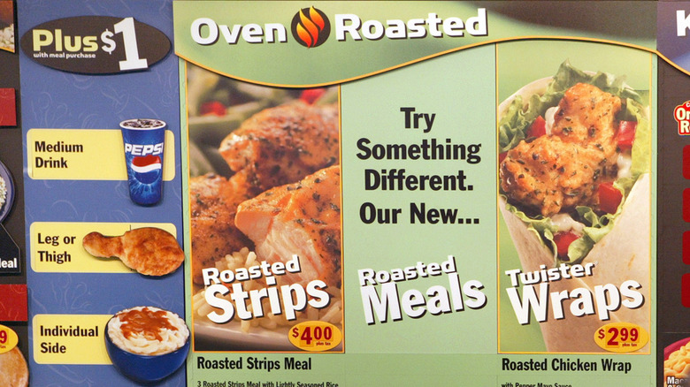 Part of a KFC menu at one location