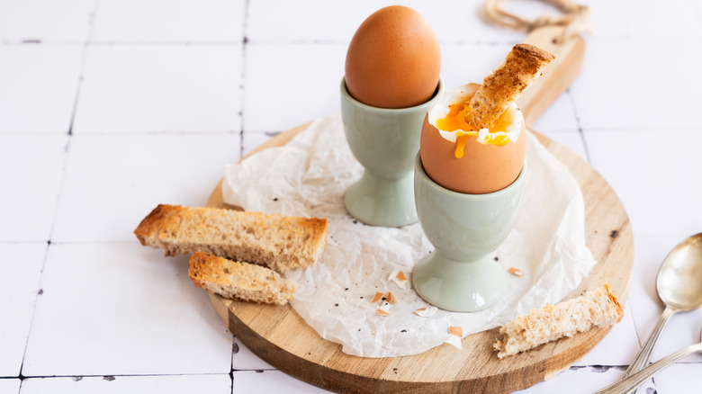 Soft boiled eggs and toast