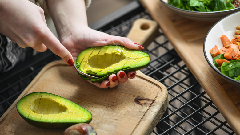 Scooping avocado
