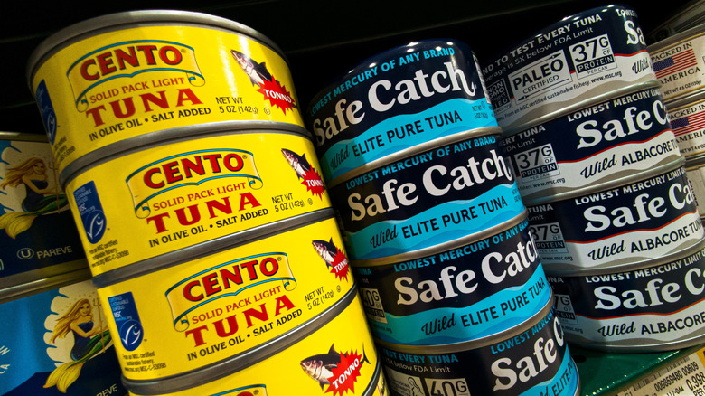 Various brands of canned fish