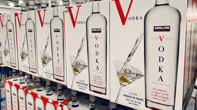 A box of Kirkland French vodka