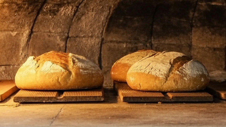 Bread loaves in the oven