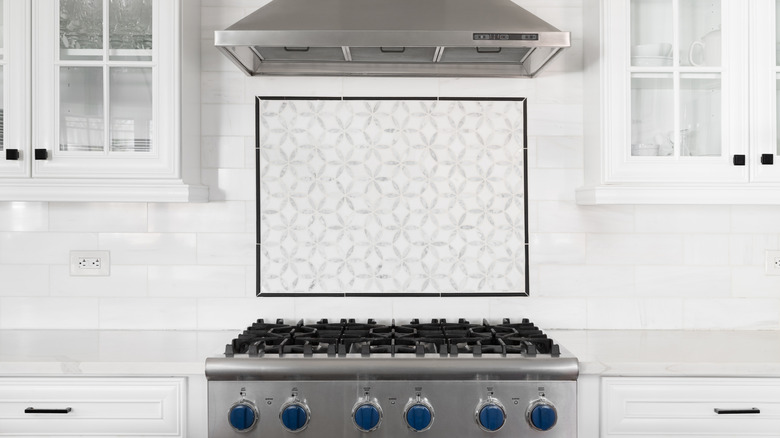 inset tile detail above stove