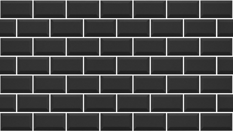 black subway tile with white grout