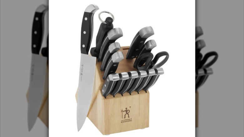 Henckels Statement 15-Piece Stainless Steel Knife Block Set on a white background