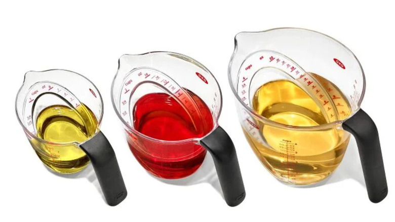 OXO Good Grips 3-Piece Angled Measuring Cup Set against a white background