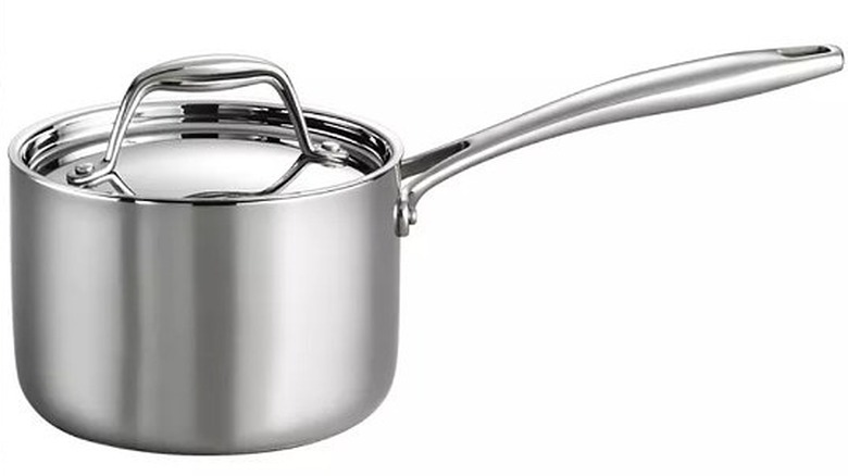 Tramontina Signature Tri-Ply Clad 1.5 qt. Stainless Steel Sauce Pan with Lid on a white background