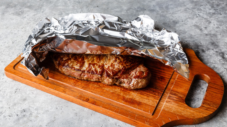 Cooked steak resting