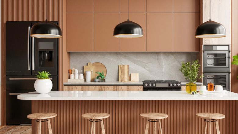 a wide shot of a kitchen