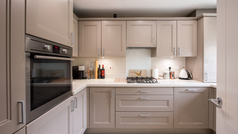 interior of kitchen showing cabinets