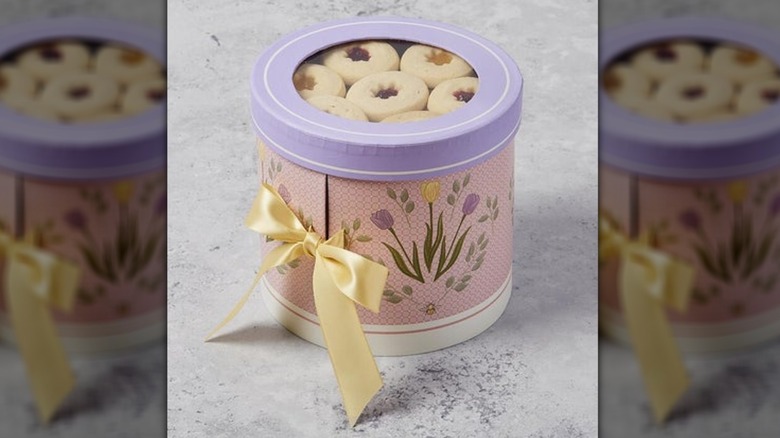 Harry & David cookie tin with a yellow bow