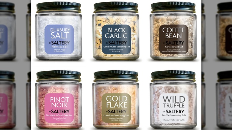 Six canisters of luxury salt from The Saltery