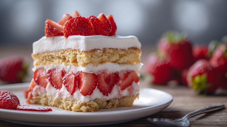 strawberry shortcake on a plate