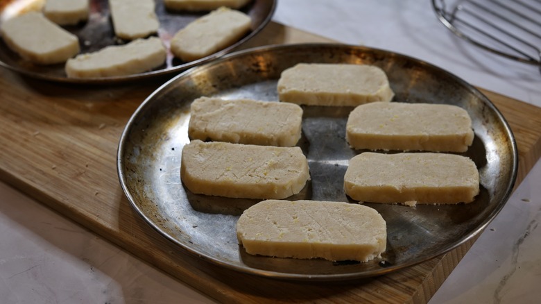 shortbread cookies on baking sheet