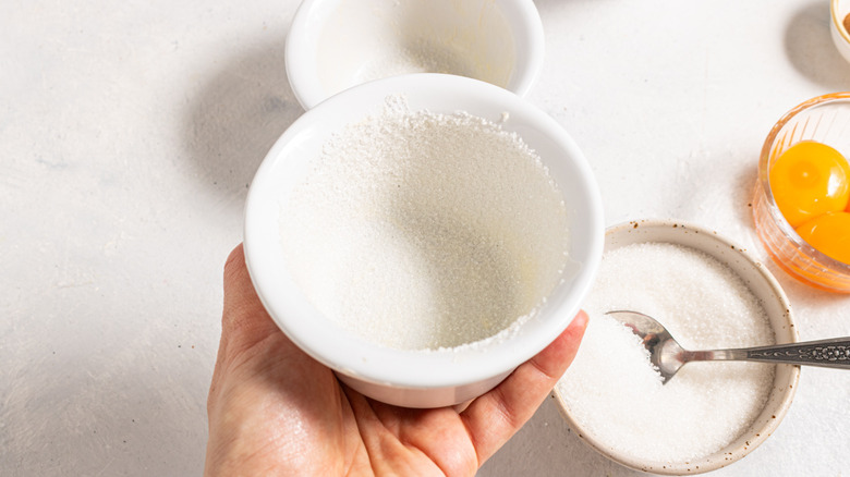 Ramekin coated with sugar