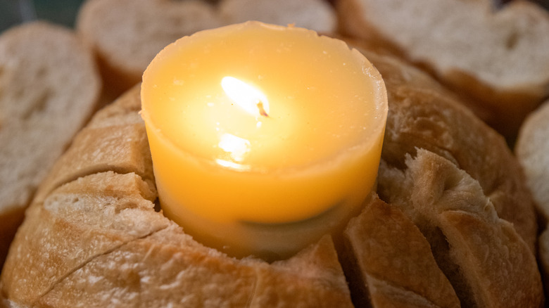 butter candle in a bread boule