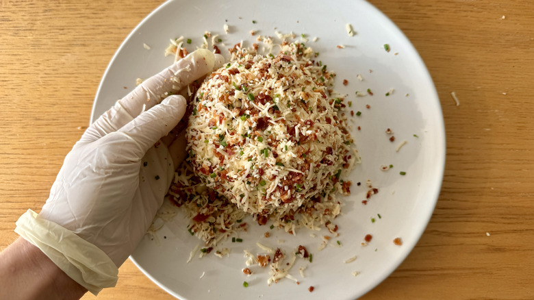 Coated loaded potato cheese ball