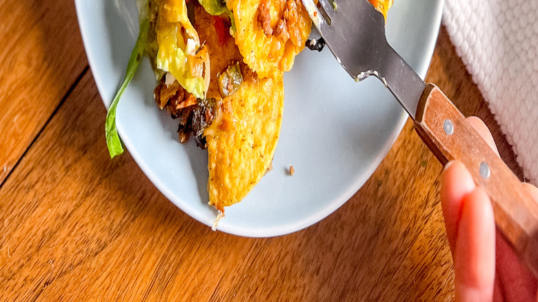 plate of taco casserole with fork