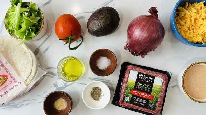 Ingredients for cheeseburger quesadillas