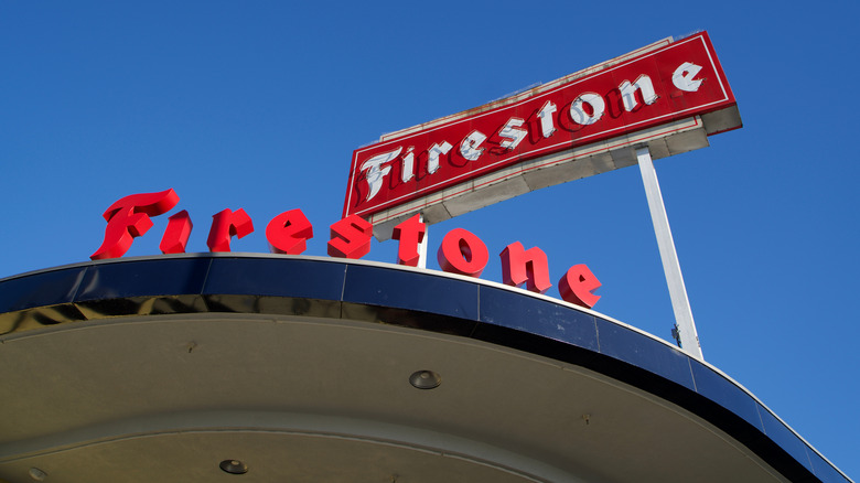 The old Firestone sign above All Season Brewing