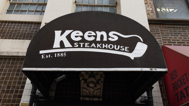 The exterior sign at Keens steakhouse in NYC.