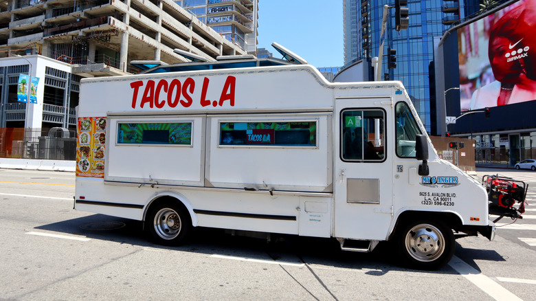 A taco truck in Downtown Los Angeles