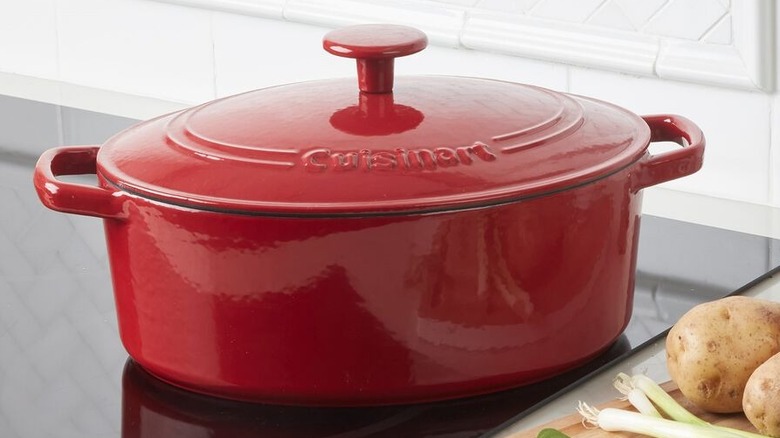 Chef's Classic Enameled Cast Iron Cookware 5.5 Quart Oval Covered Casserole