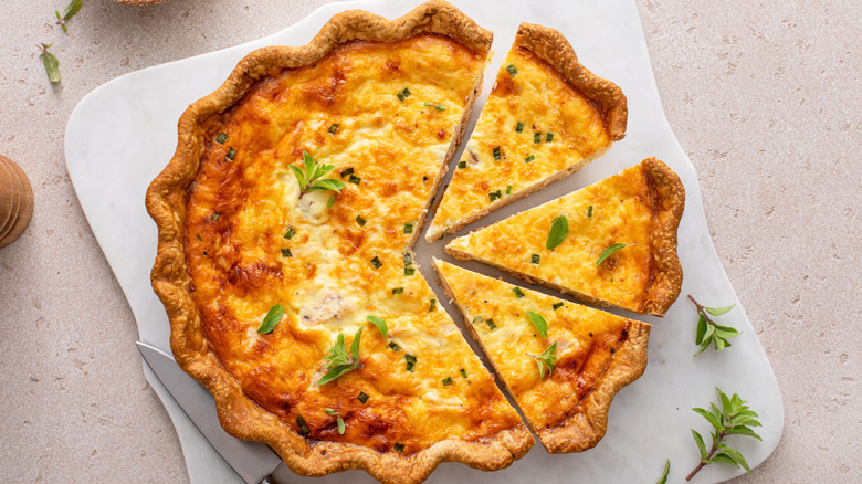 Savory quiche on a white plate