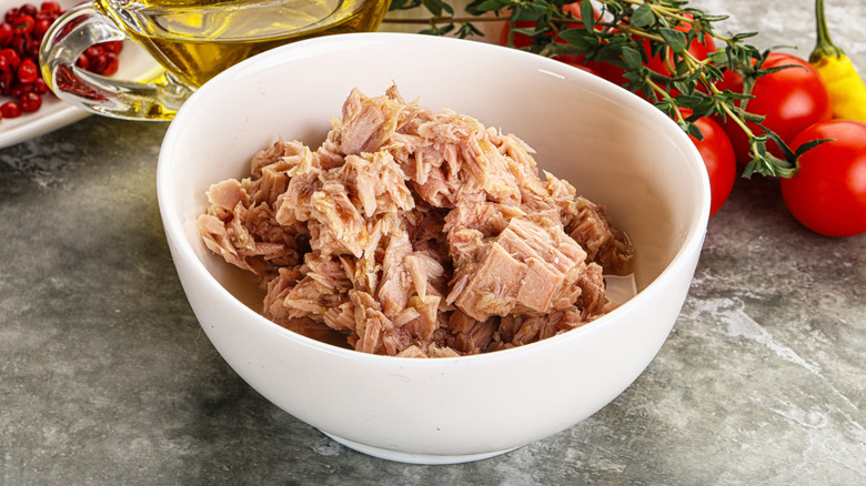 Bowl of canned tuna