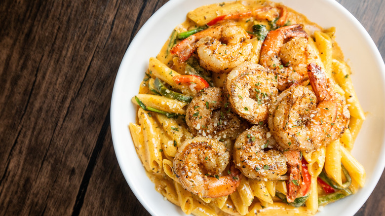 Cajun style pasta with shrimp