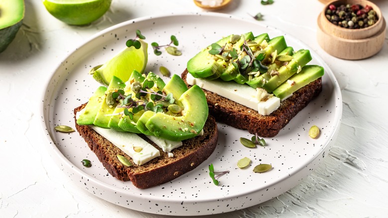 Avocado toast on plate