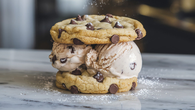 Ice cream sandwich on surface