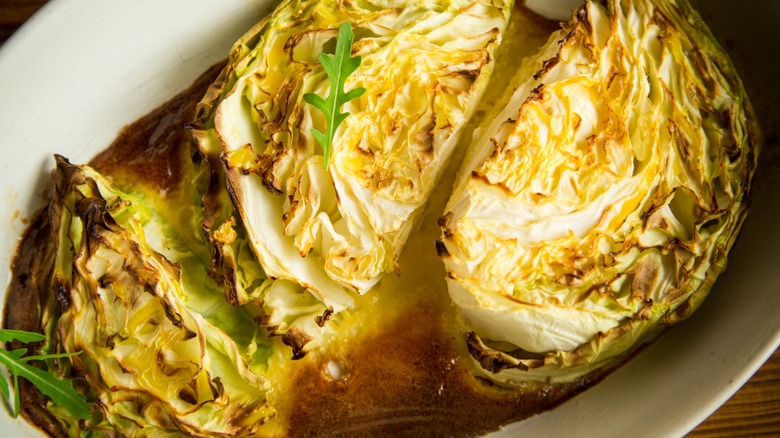 Sauteed cabbage photographed from above.