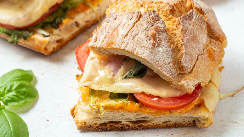 toasted club sandwich on ciabatta