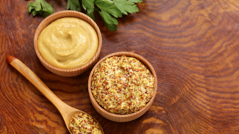 Bowls of mustard.