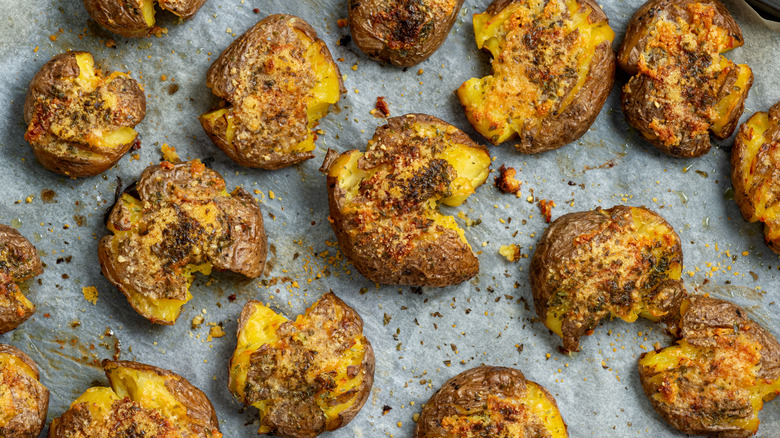 Crispy smashed potatoes.